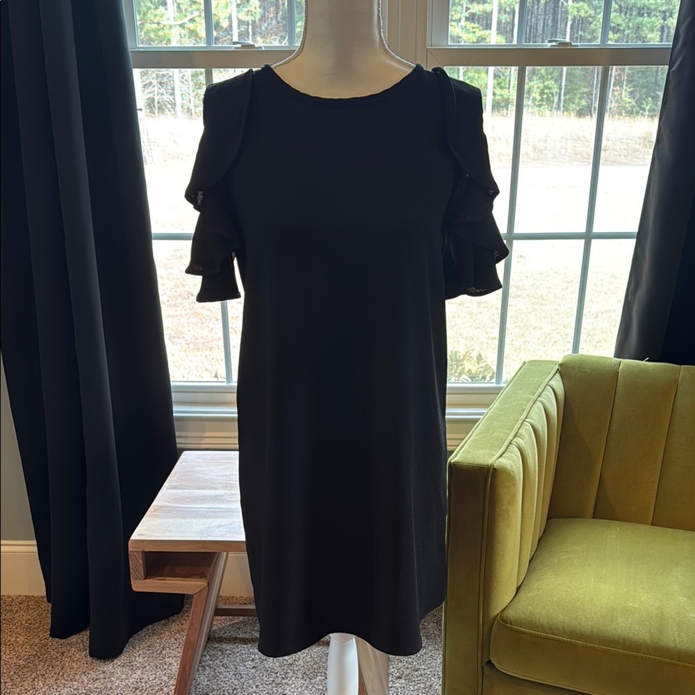Black Ruffled Tiered Sheath Mini Dress